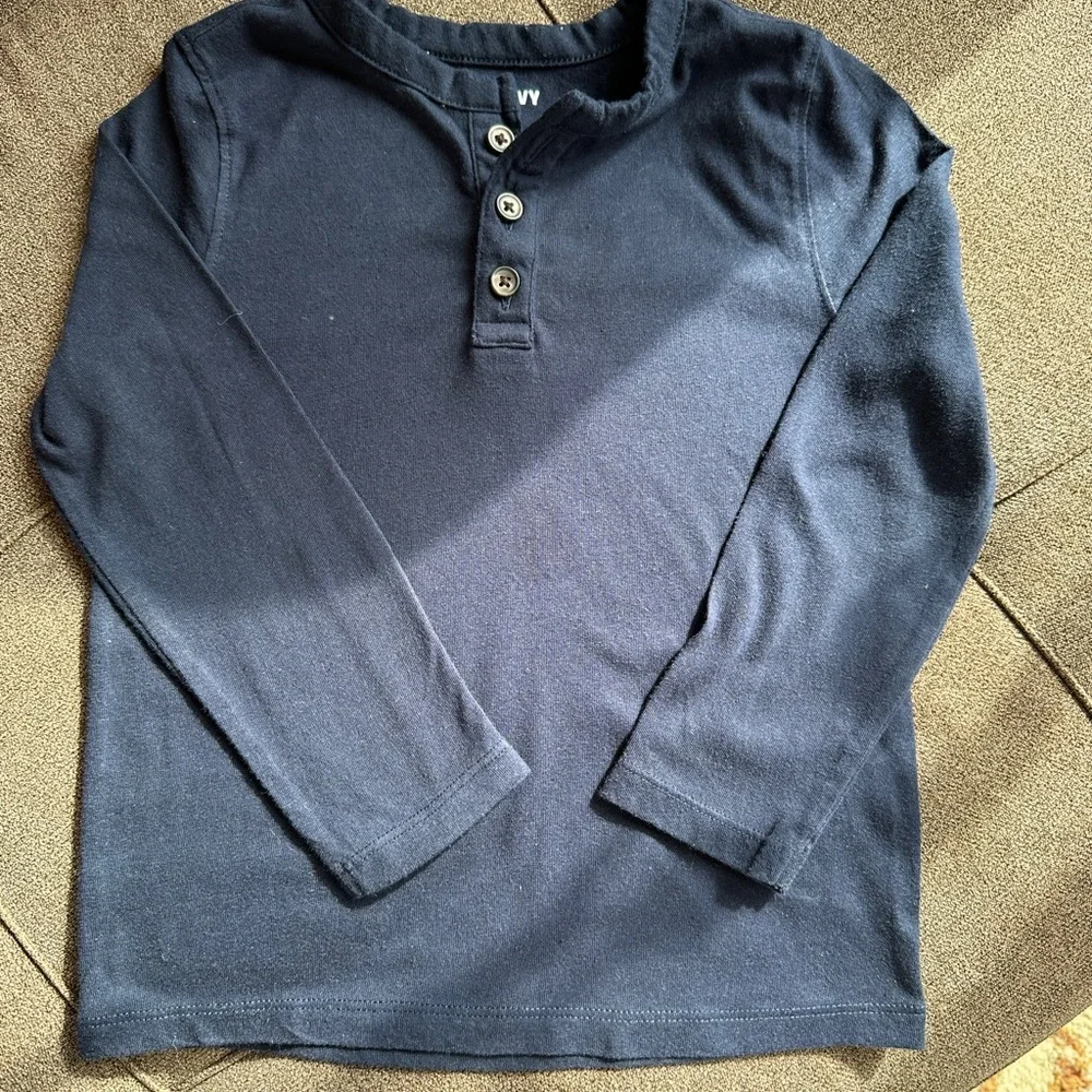 Old Navy Bear Print Shirt and Navy Henley